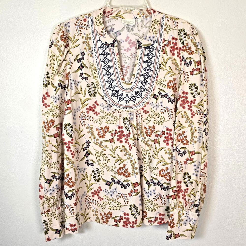 Spartina 449 Marsh Boardwalk Blouse Womens M Multi Floral Cottagecore Fairy Boho